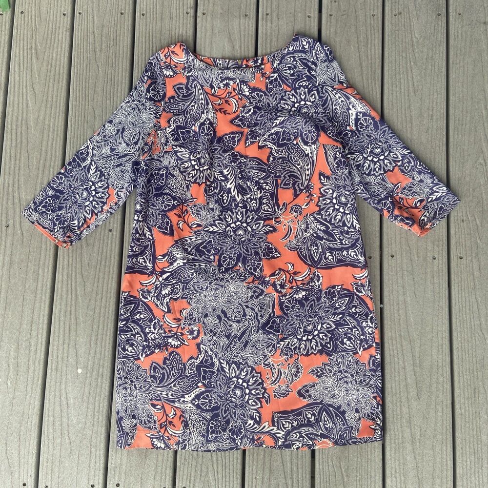 THE LIMITED Floral Lined Dress Large 3/4 Sleeves and Back Accent Zipper